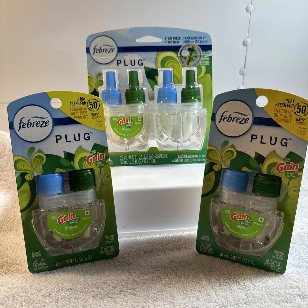 3 Febreze Plugins With 4 - Gain Refills Bundle
